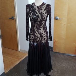 Vintage 80s Black Sheer Dress Sequins